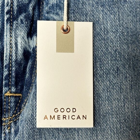 Good American Good Classic Jeans Distressed High Rise Indigo065 Women 6/28 NWT - Picture 3 of 11